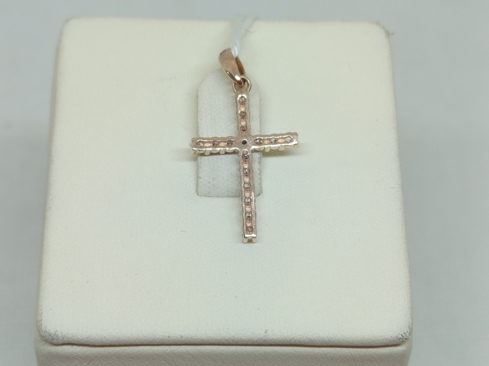 ПОДККИ585 ПОДВЕСКА КРЕСТ С КАМНЯМИ (Au 585)