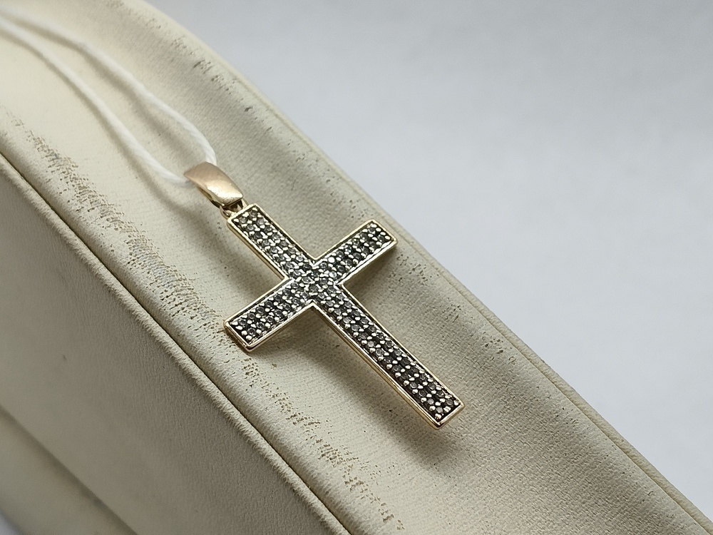 ПОДККИ585 ПОДВЕСКА КРЕСТ С КАМНЯМИ (Au 585)