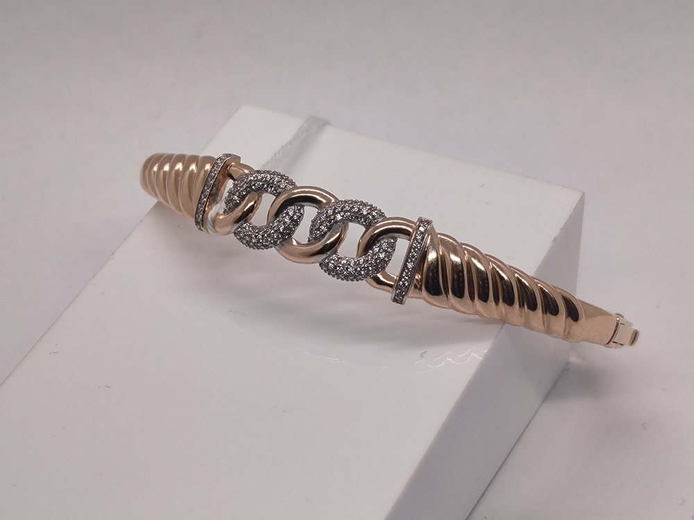 БЖКИ585 БРАСЛЕТ ЖЕСТКИЙ С КАМНЯМИ (Au 585)