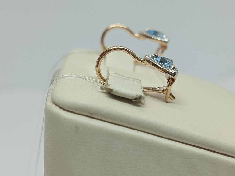 СЕРЬГИ ПЕТЕЛЬКА с камнями (Au 585)