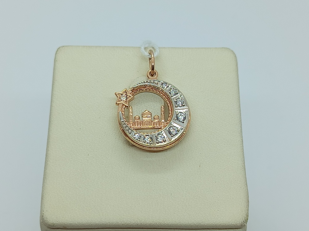 ПОДМКИ585 ПОДВЕСКА МЕЧЕТЬ С КАМНЯМИ (Au 585)