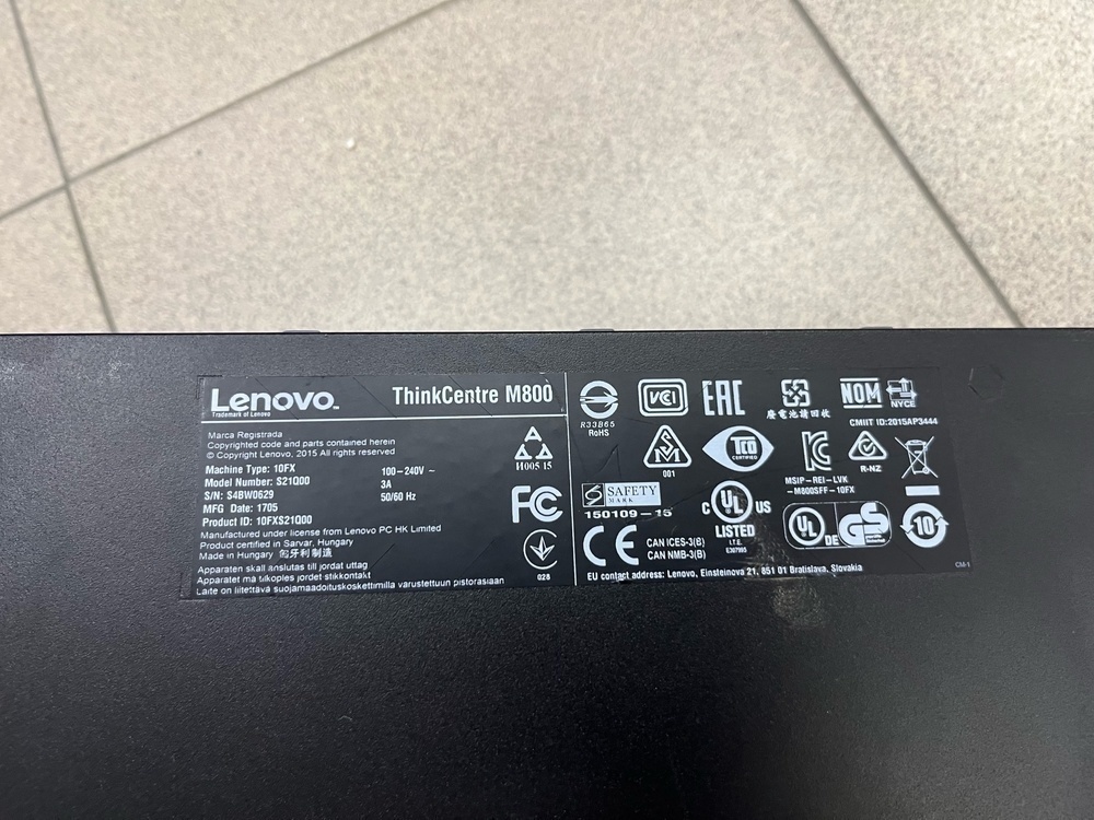 Системный блок Lenovo ThinkCentre M800; Core i5-6400, Intel UHD Graphics, 8 Гб, Нет, 500 Гб