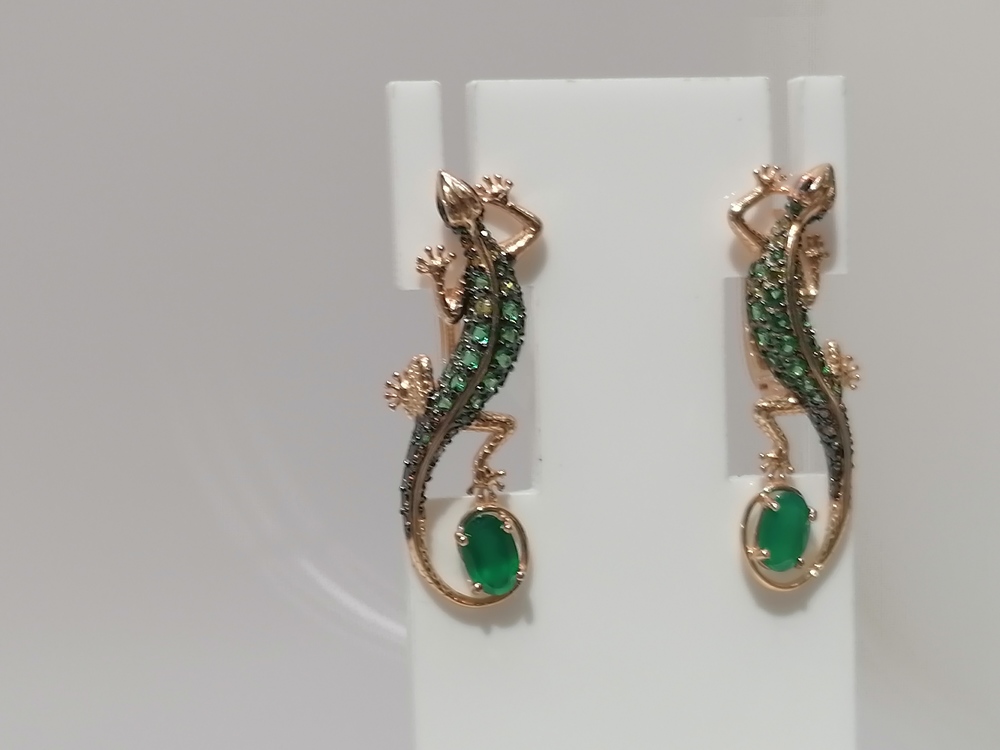 СЕРЬГИ АГАТ с камнями (Au 585)