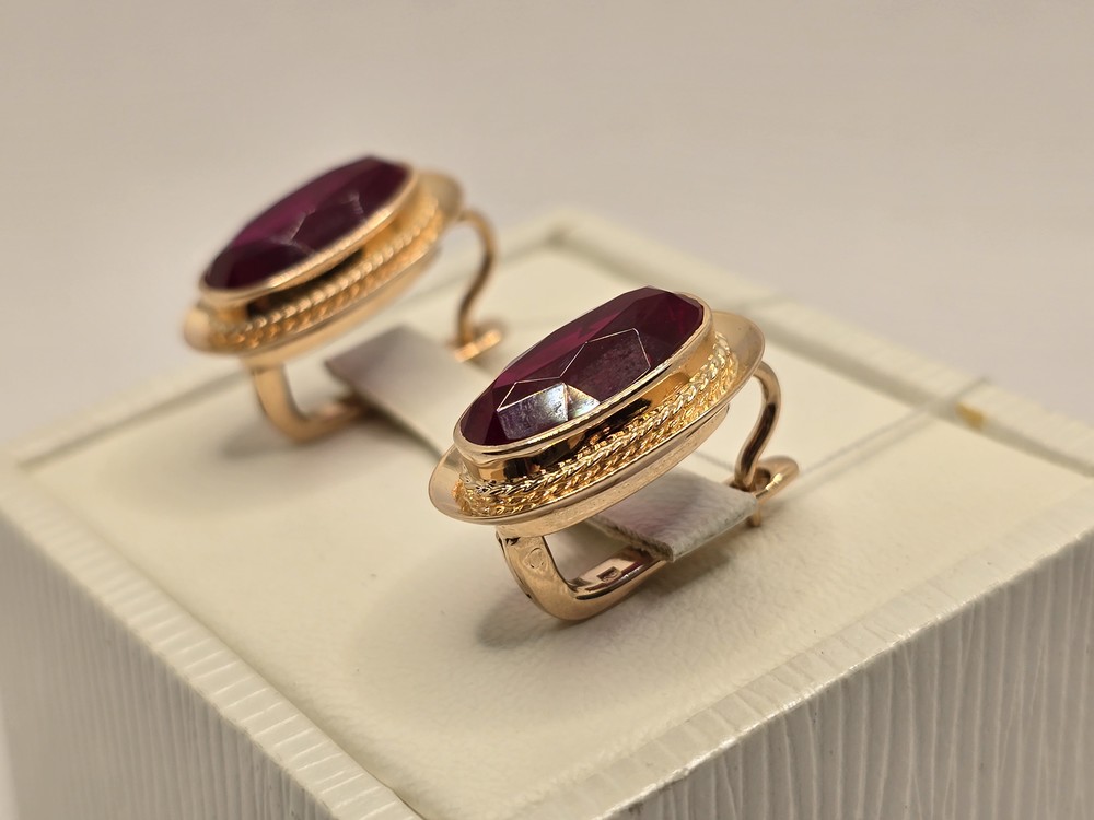 СКМ583 СЕРЬГИ С КАМНЕМ (Au 583)