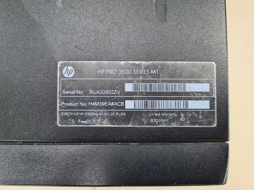 Системный блок HP *; Core i3-2100, Нет, 4 Гб, Нет, 500 Гб