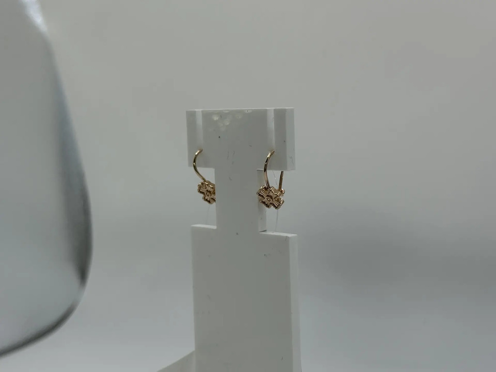 СЕРЬГИ ПЕТЕЛЬКА с камнем (Au 585)