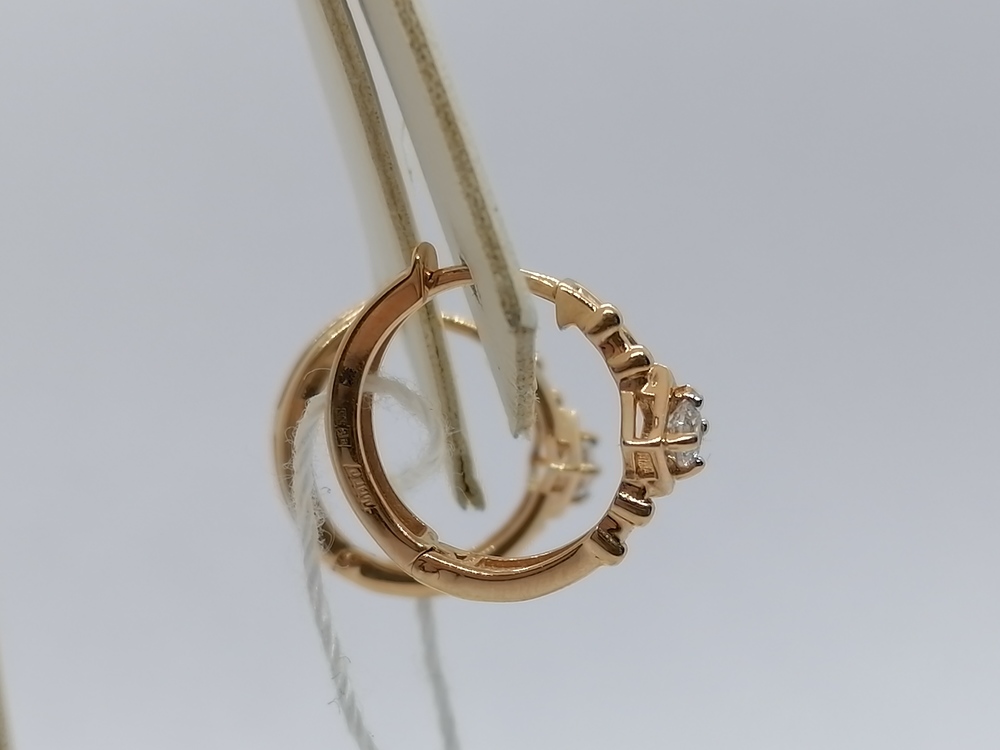 СКМ585 СЕРЬГИ С КАМНЕМ (Au 585)