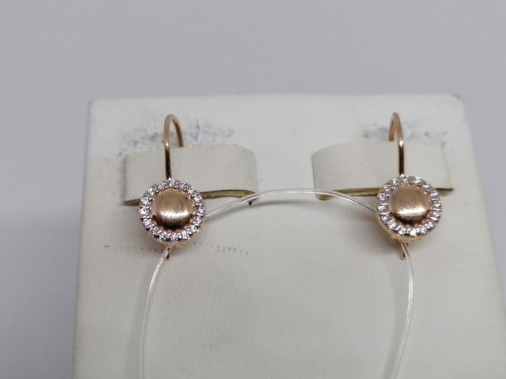 СЕРЬГИ ПЕТЕЛЬКА с камнями (Au 585)