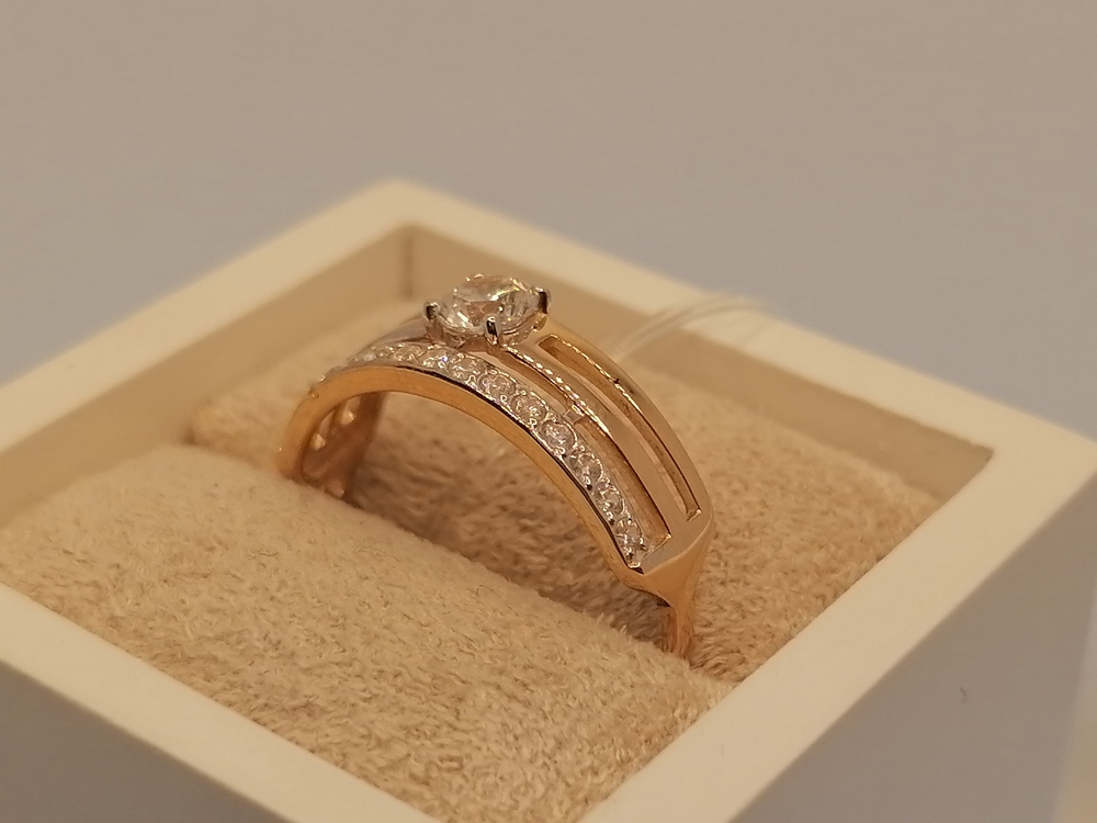 КОЛЬЦО С КАМНЯМИ (Au 585)