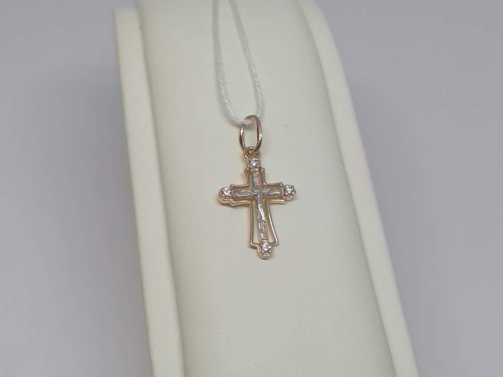 ПОДККИ585 ПОДВЕСКА КРЕСТ С КАМНЯМИ (Au 585)