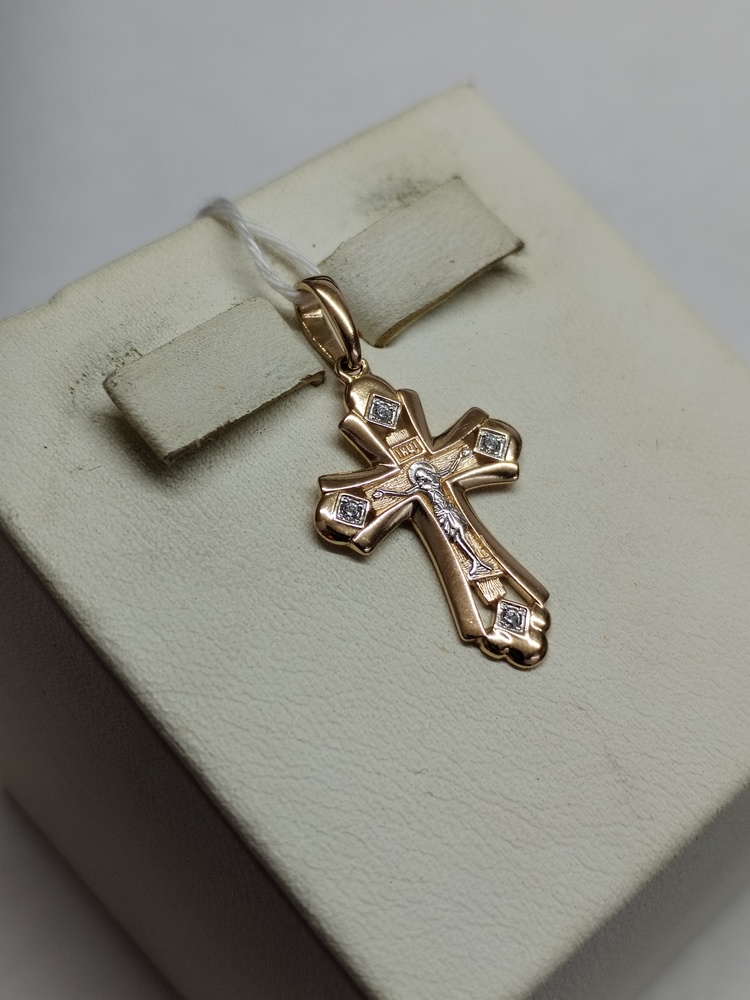 ПОДВЕСКА КРЕСТ С КАМНЯМИ (Au 585)