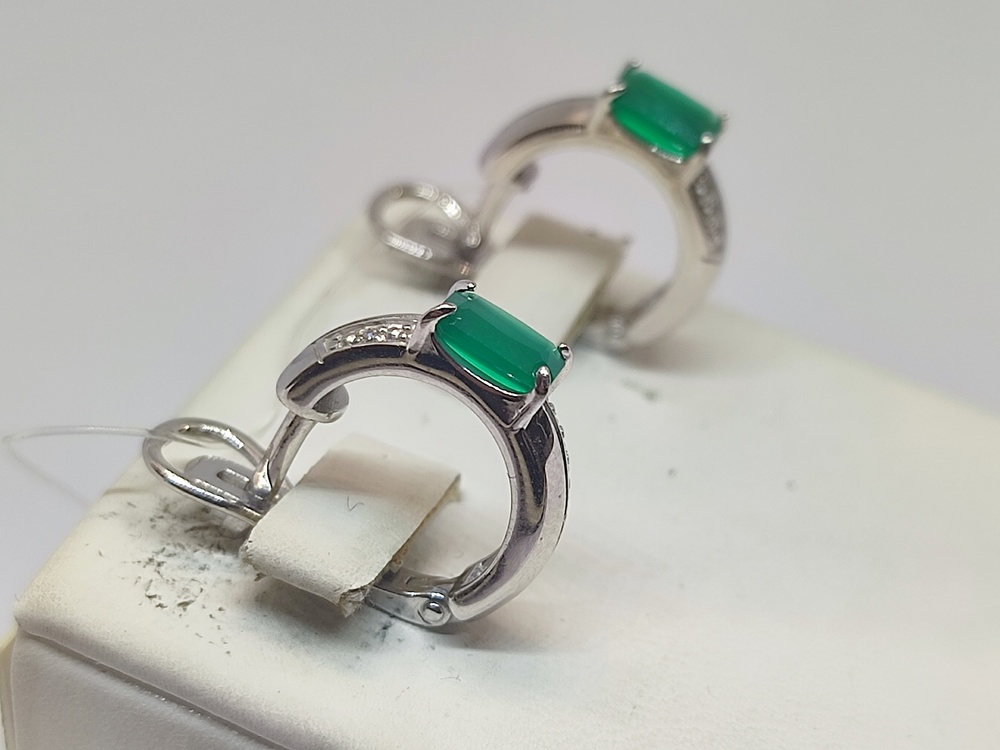 СЕРЬГИ АГАТ, Бриллиант (Ag 925)