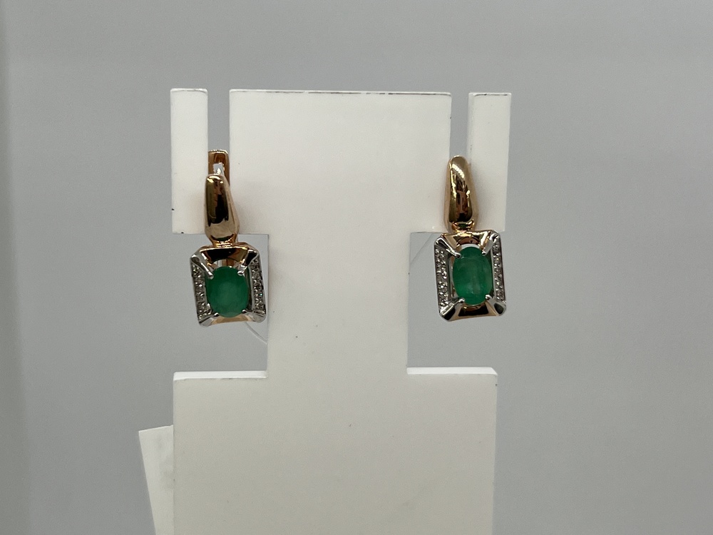 СЕРЬГИ Бриллиант, изумруд (Au 585)