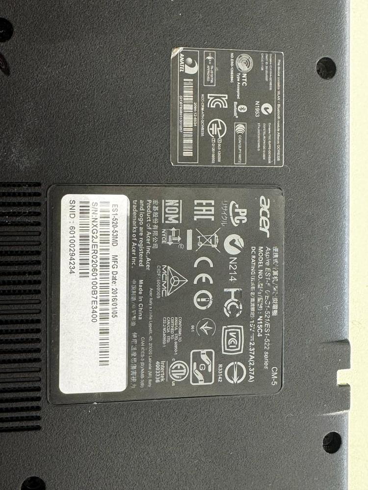 Ноутбук Acer; A4-5000, HD Graphics, 6 Гб, 250 Гб, Нет