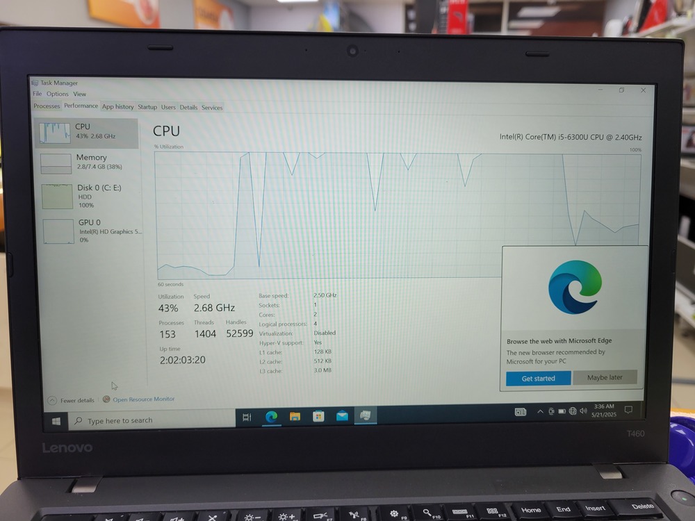 Ноутбук Lenovo t450s; Core i5-6300U, Intel HD Graphics 520, 8 Гб, 250 Гб, Нет