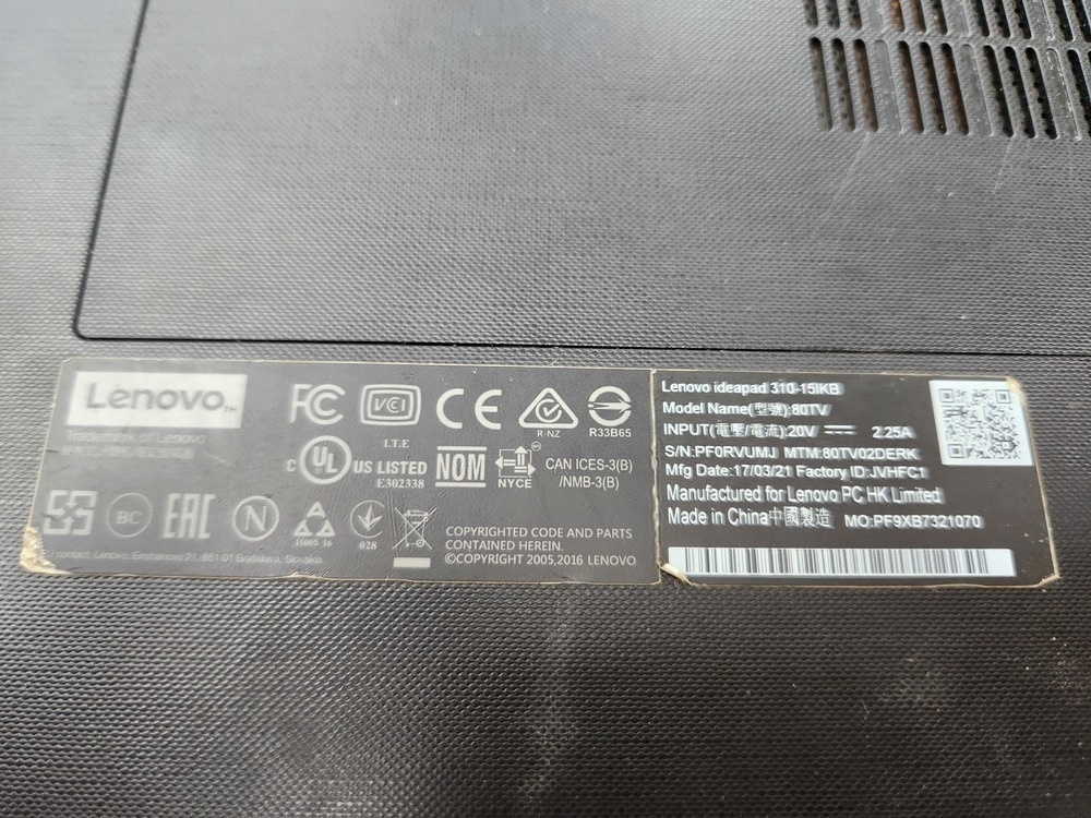 Ноутбук Lenovo; Core i5-7200U, HD Graphics, 8 Гб, 128 Гб, Нет