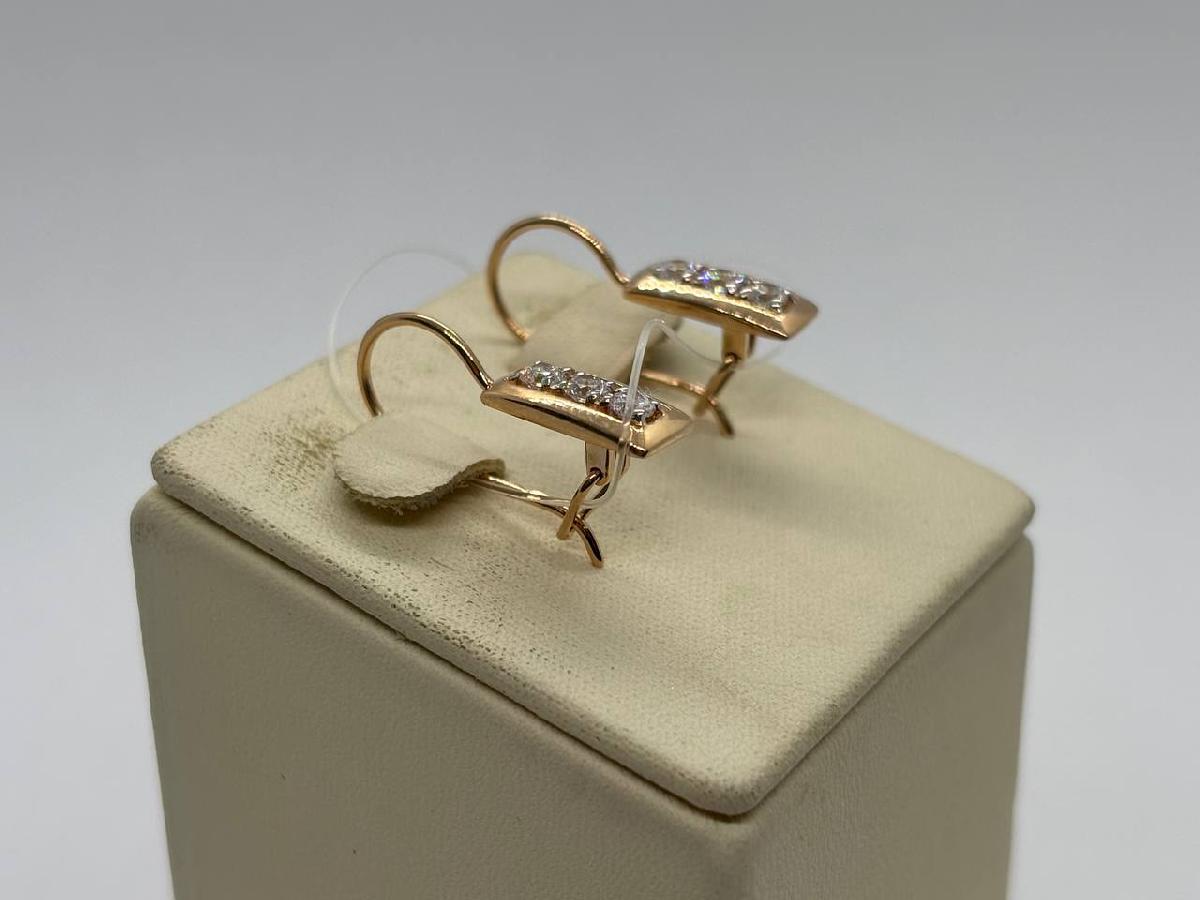 СЕРЬГИ ПЕТЕЛЬКА с камнями (Au 585)