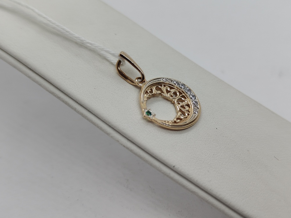 ПОДПКИ585 ПОДВЕСКА ПОЛУМЕСЯЦ С КАМНЯМИ (Au 585)