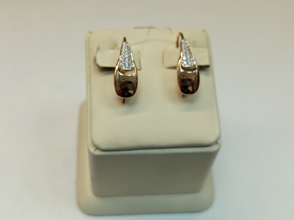 СЕРЬГИ ПЕТЕЛЬКА с камнями (Au 585)