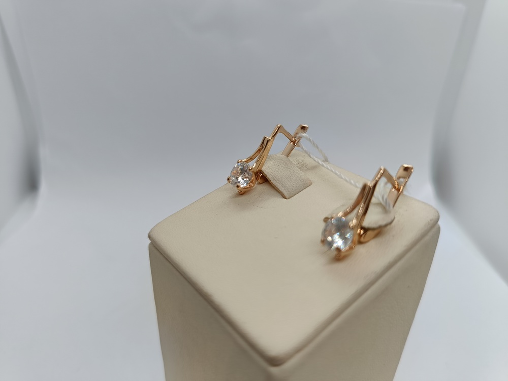 СКМ585 СЕРЬГИ С КАМНЕМ (Au 585)