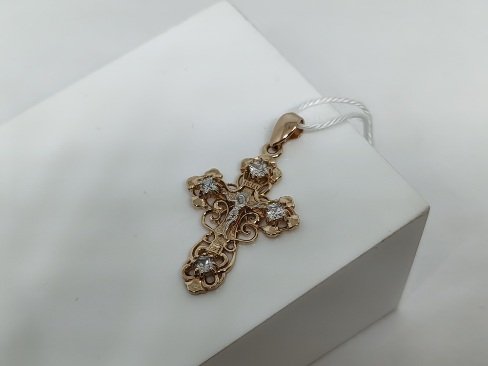 ПОДВЕСКА КРЕСТ С КАМНЯМИ (Au 585)