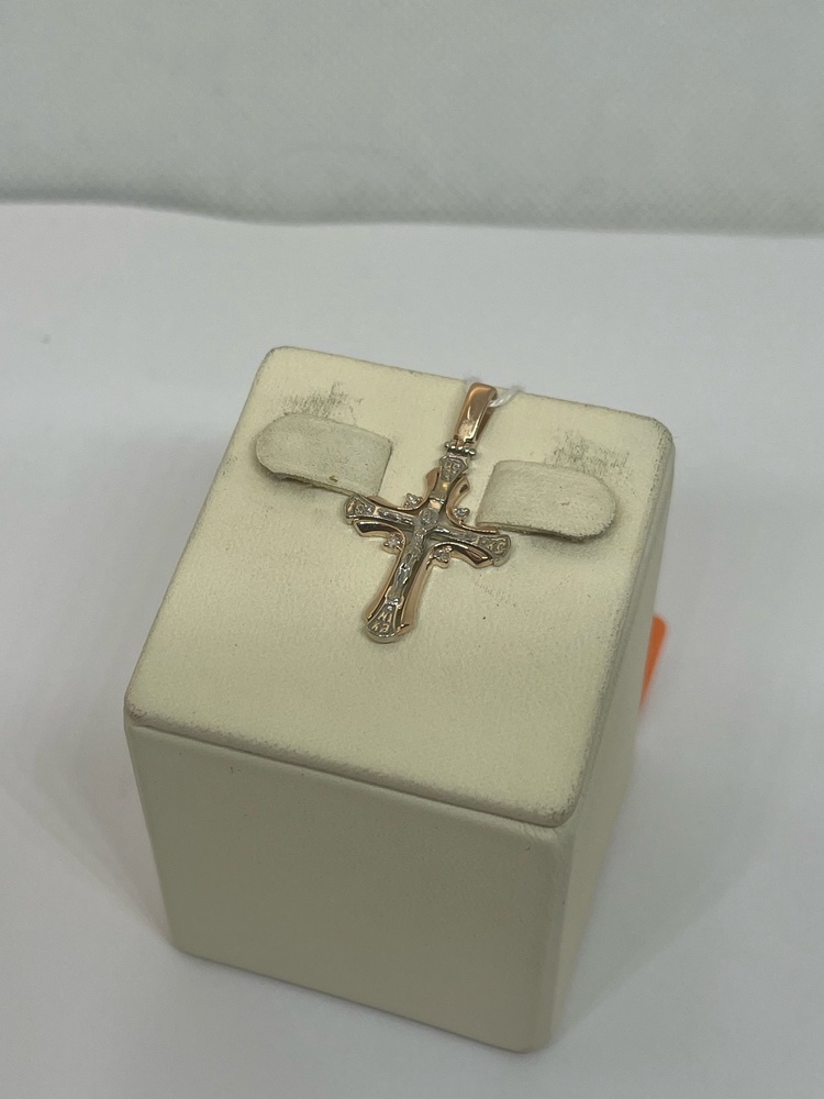ПОДККИ585 ПОДВЕСКА КРЕСТ С КАМНЯМИ (Au 585)