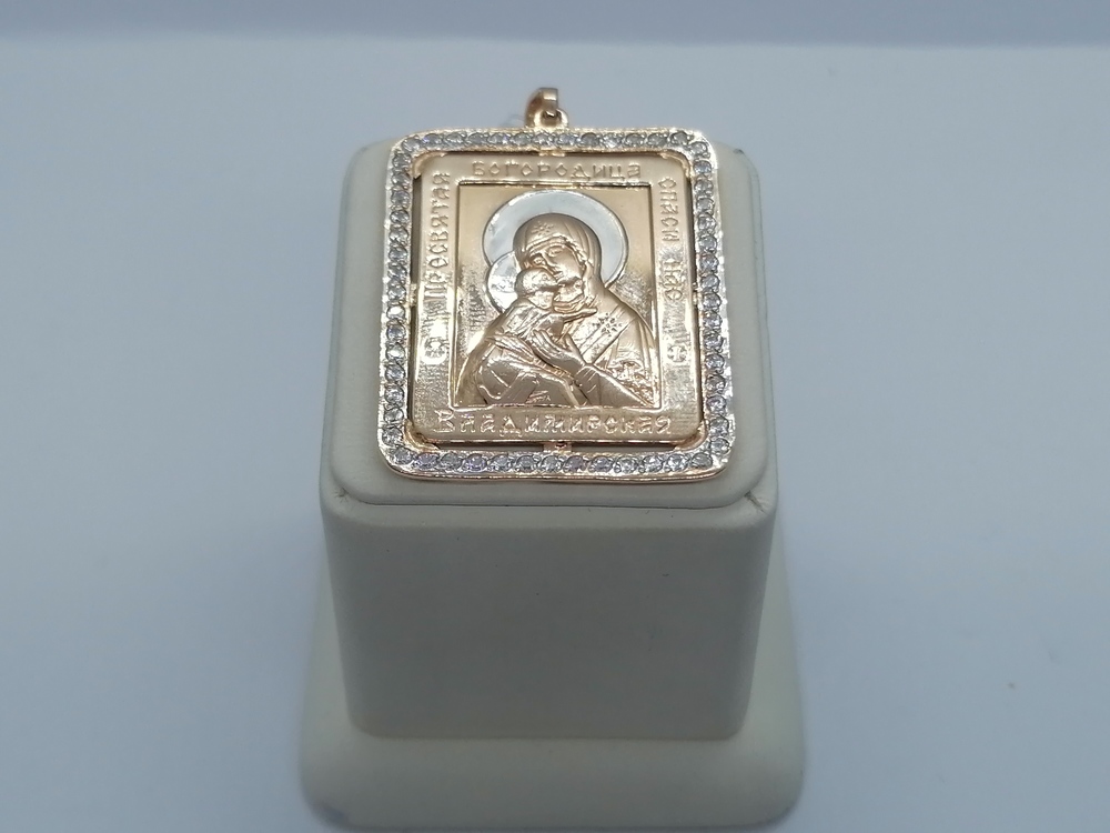 ПИ-249 к_au ПОДВЕСКА ИКОНА с камнями (Au 585)