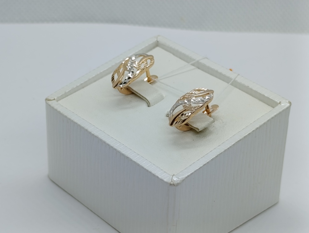 САЛМ585 СЕРЬГИ С АЛМАЗНОЙ ГРАНЬЮ (Au 585)