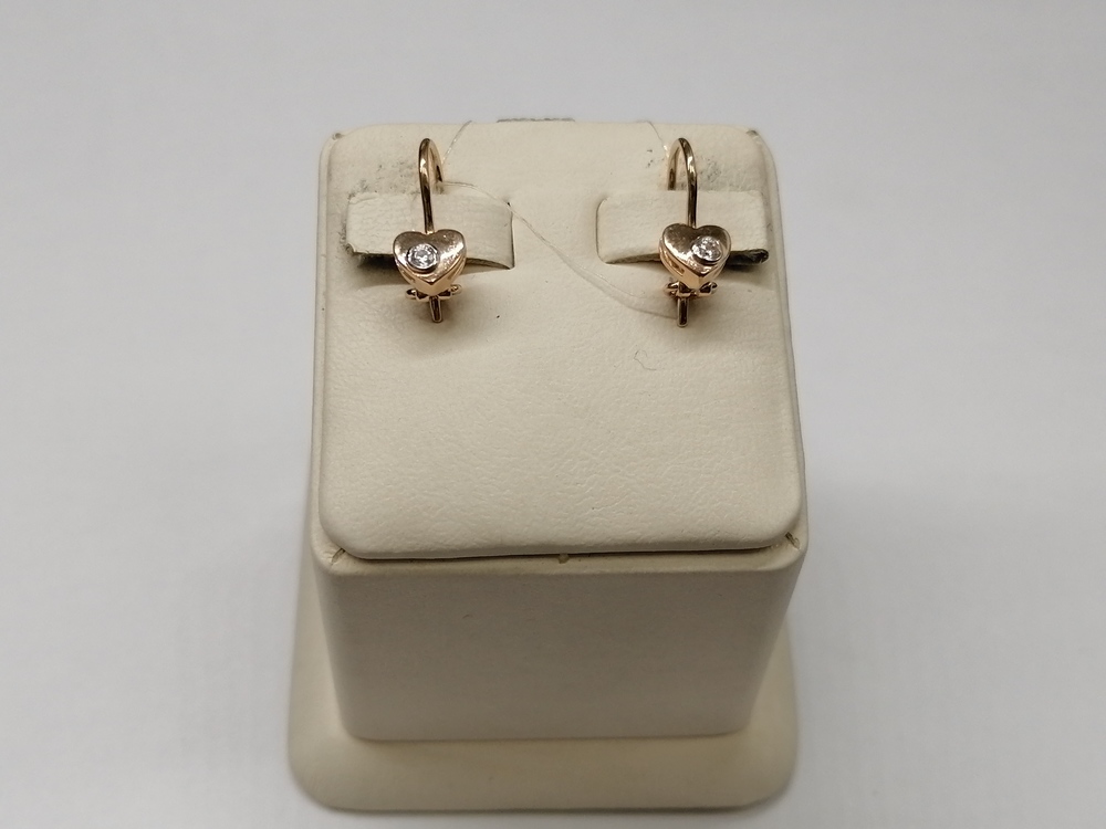 СЕРЬГИ ПЕТЕЛЬКА с камнем (Au 585)