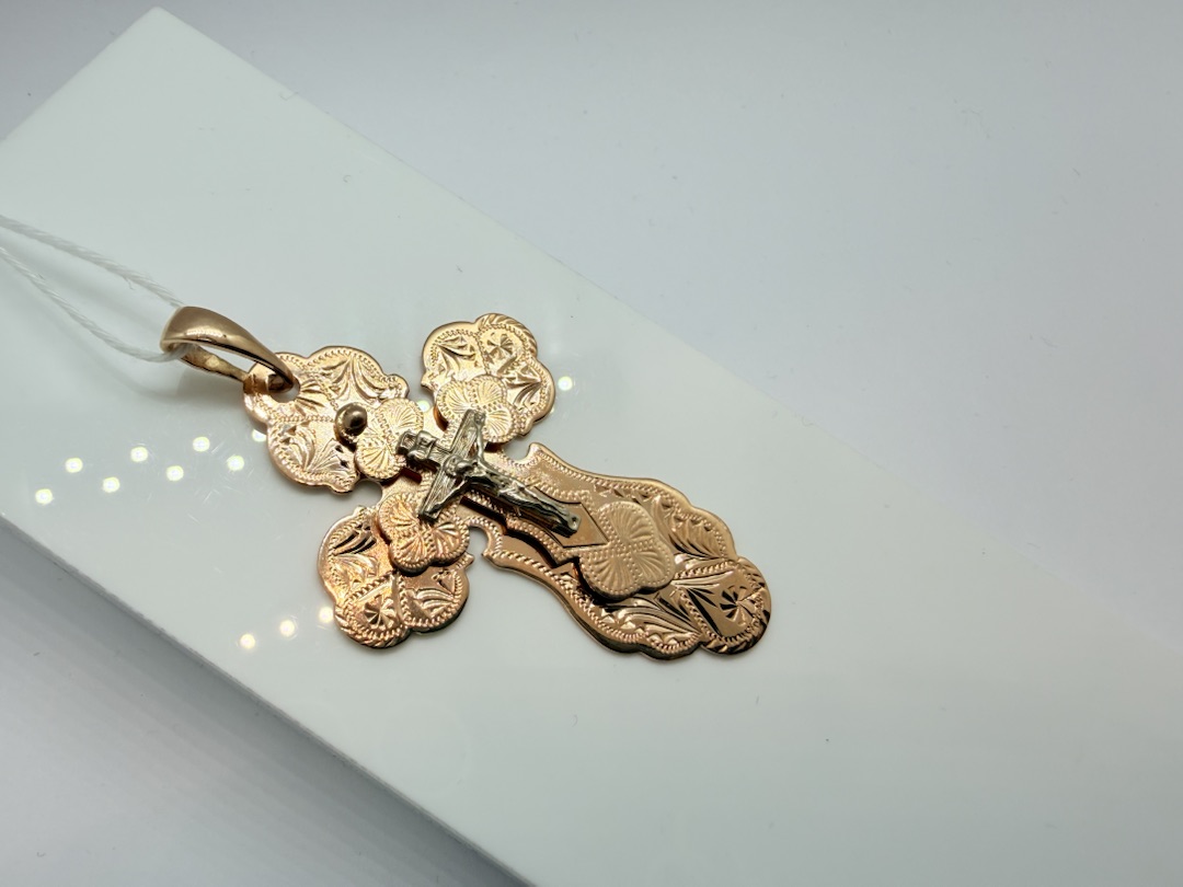 ПОДКБК585 ПОДВЕСКА КРЕСТ БЕЗ КАМНЯ (Au 585)