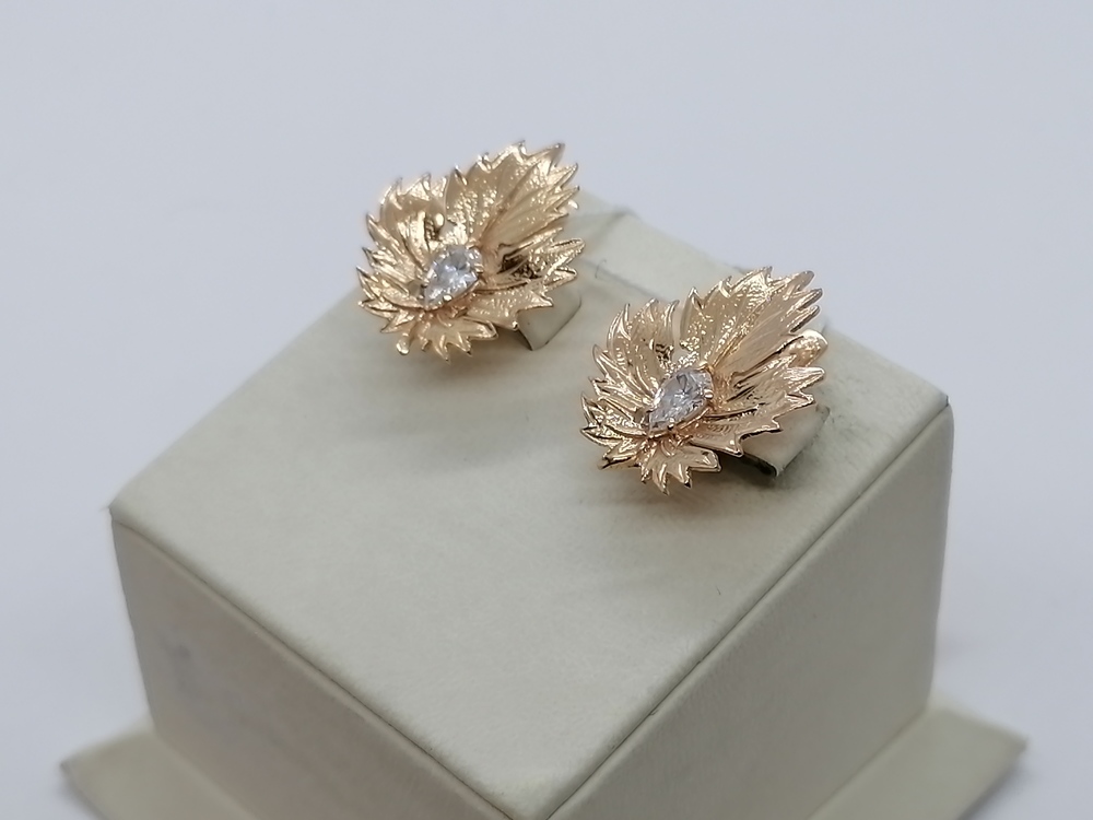 СКМ585 СЕРЬГИ С КАМНЕМ (Au 585)