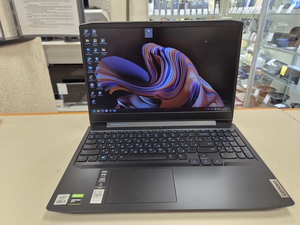 Ноутбук Lenovo; Core i5-10300H, GeForce GTX 1650 TI, 8 Гб, 500 Гб, Нет