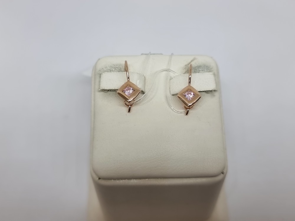 СЕРЬГИ ПЕТЕЛЬКА с камнем (Au 585)