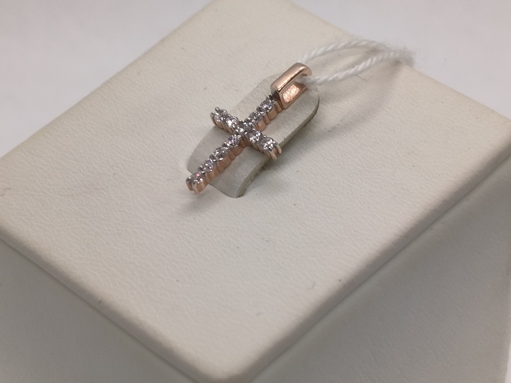 ПОДВЕСКА КРЕСТ С КАМНЯМИ (Au 585)