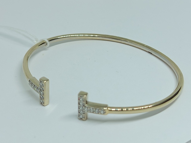 БЖКИ585 БРАСЛЕТ ЖЕСТКИЙ С КАМНЯМИ (Au 585)