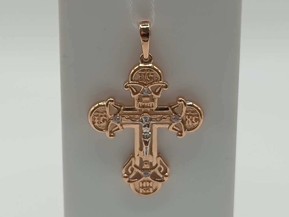 ПОДККИ585 ПОДВЕСКА КРЕСТ С КАМНЯМИ (Au 585)
