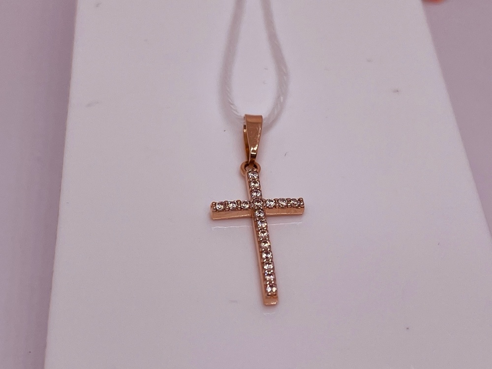 ПОДВЕСКА КРЕСТ С КАМНЯМИ (Au 585)