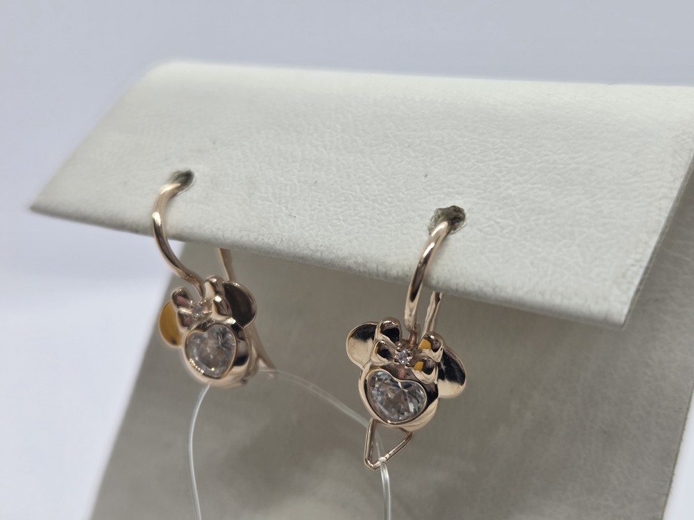 СЕРЬГИ ПЕТЕЛЬКА с камнем (Au 585)