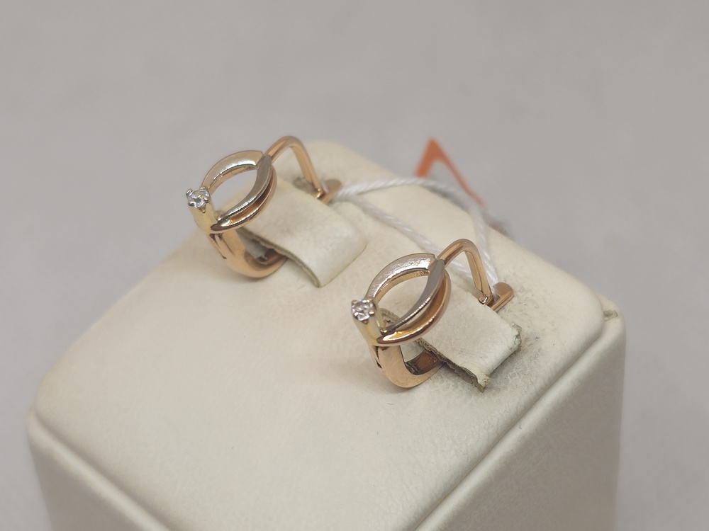 СКМ585 СЕРЬГИ С КАМНЕМ (Au 585)