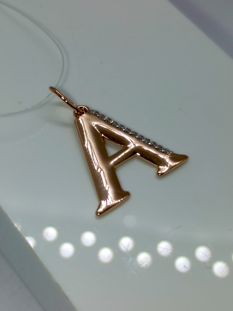 ПОДВЕСКА БУКВА А с камнями (Au 585)