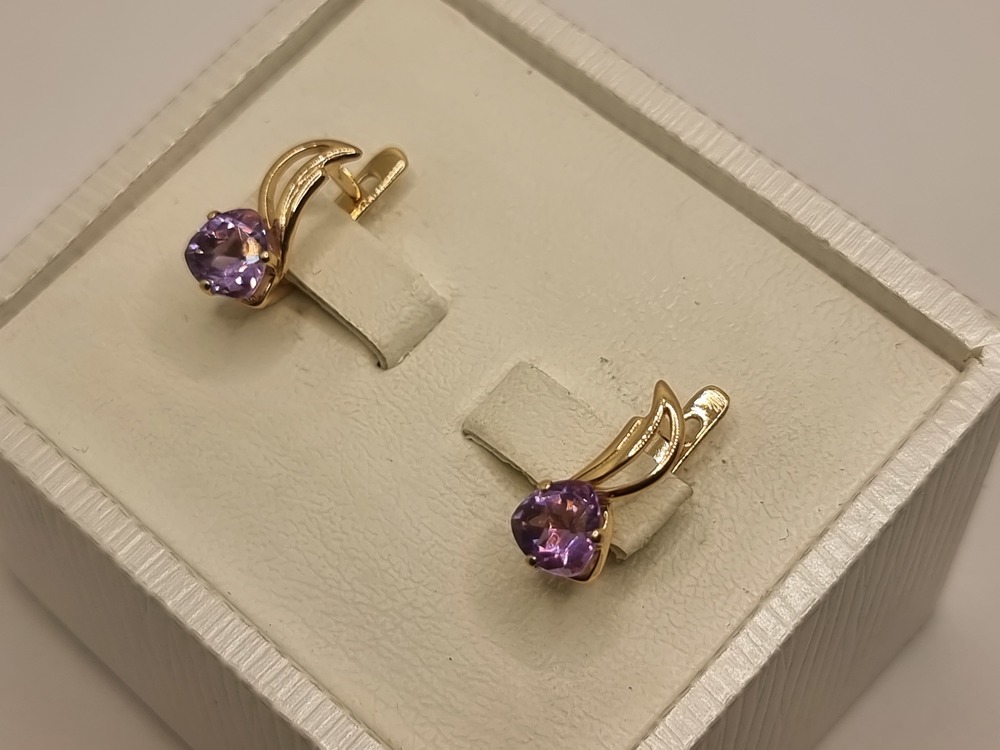 СКМ585 СЕРЬГИ С КАМНЕМ (Au 585)