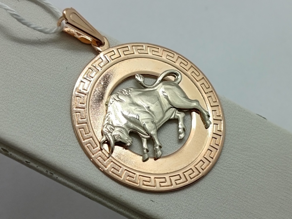 ПОДЗЗТ585 ПОДВЕСКА ЗНАК ЗОДИАКА ТЕЛЕЦ (Au 585)