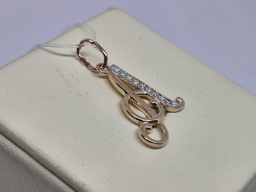 ПОДВЕСКА БУКВА А с камнями (Au 585)