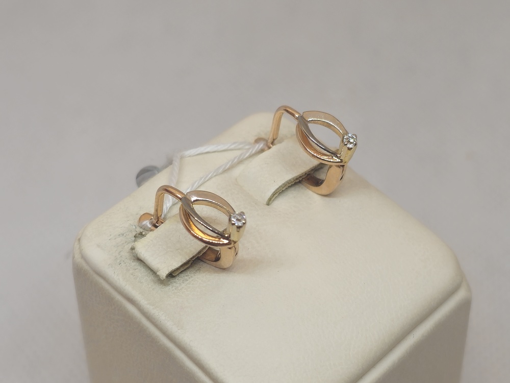 СКМ585 СЕРЬГИ С КАМНЕМ (Au 585)