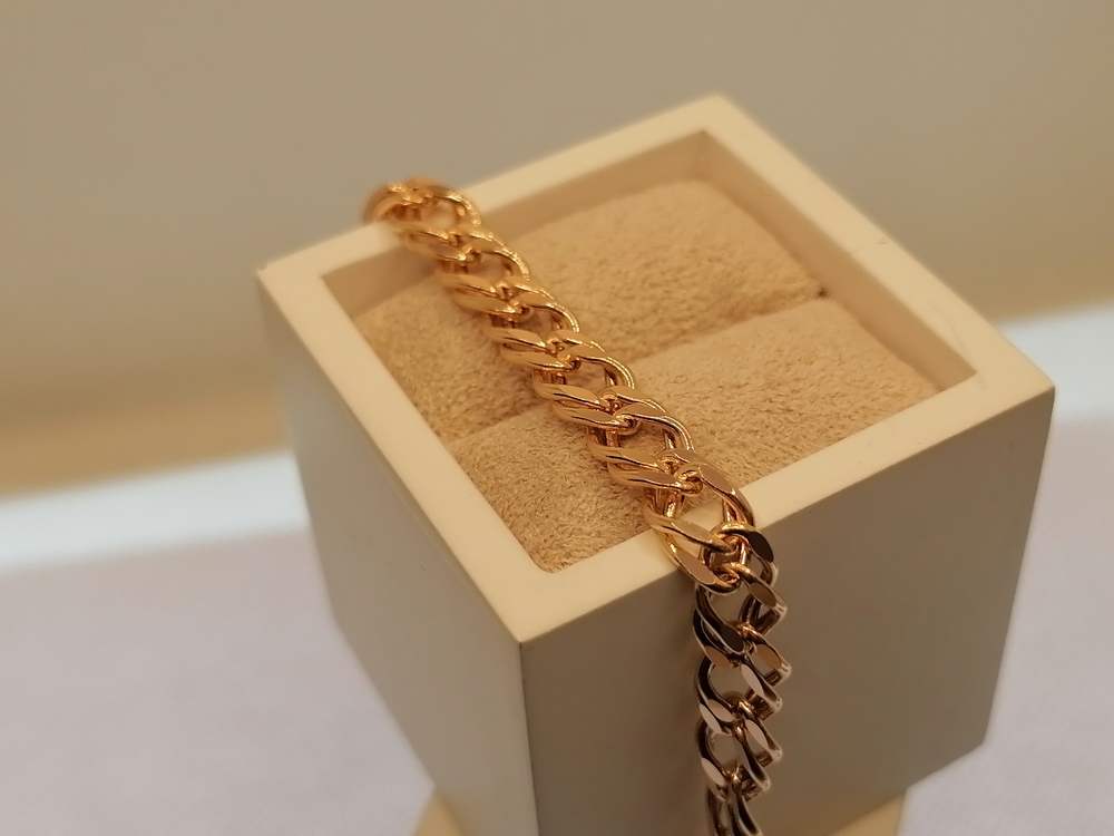 7100154П-22 БРАСЛЕТ ПУСТОТЕЛЫЙ Ромб двойной (Au 585)