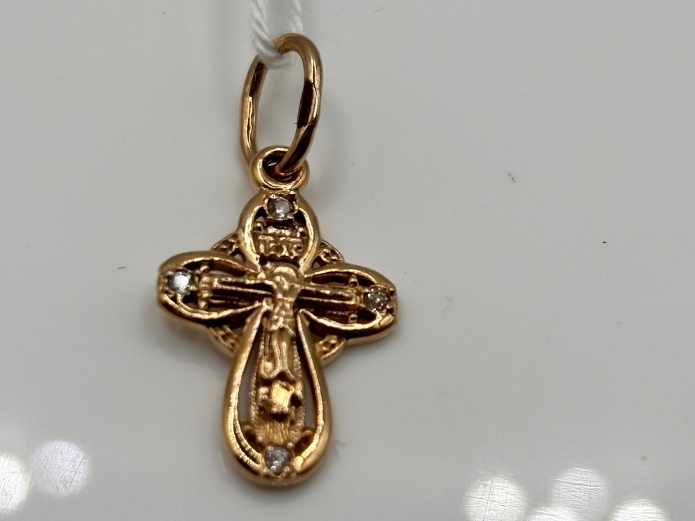 ПОДККИ585 ПОДВЕСКА КРЕСТ С КАМНЯМИ (Au 585)