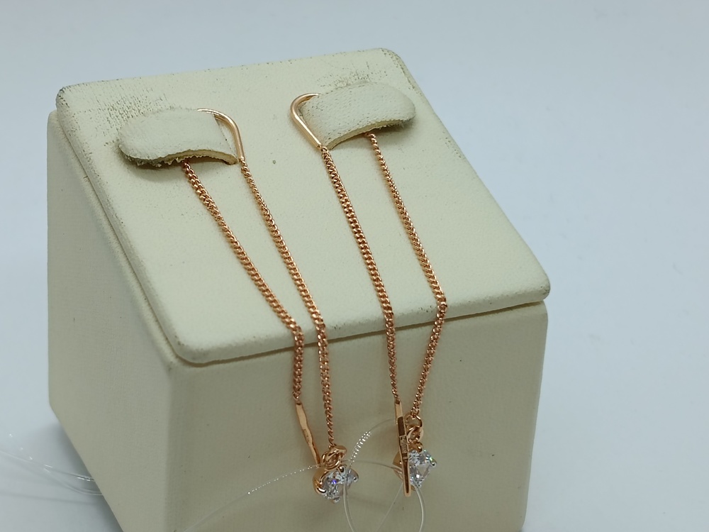 02-8323 СЕРЬГИ ПРОДЕВКИ с камнем (Au 585)