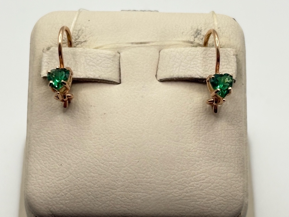 СЕРЬГИ ПЕТЕЛЬКА с камнем (Au 585)