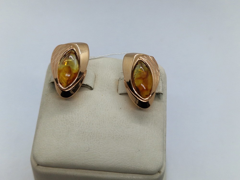 СЕРЬГИ ЯНТАРЬ (Au 585)