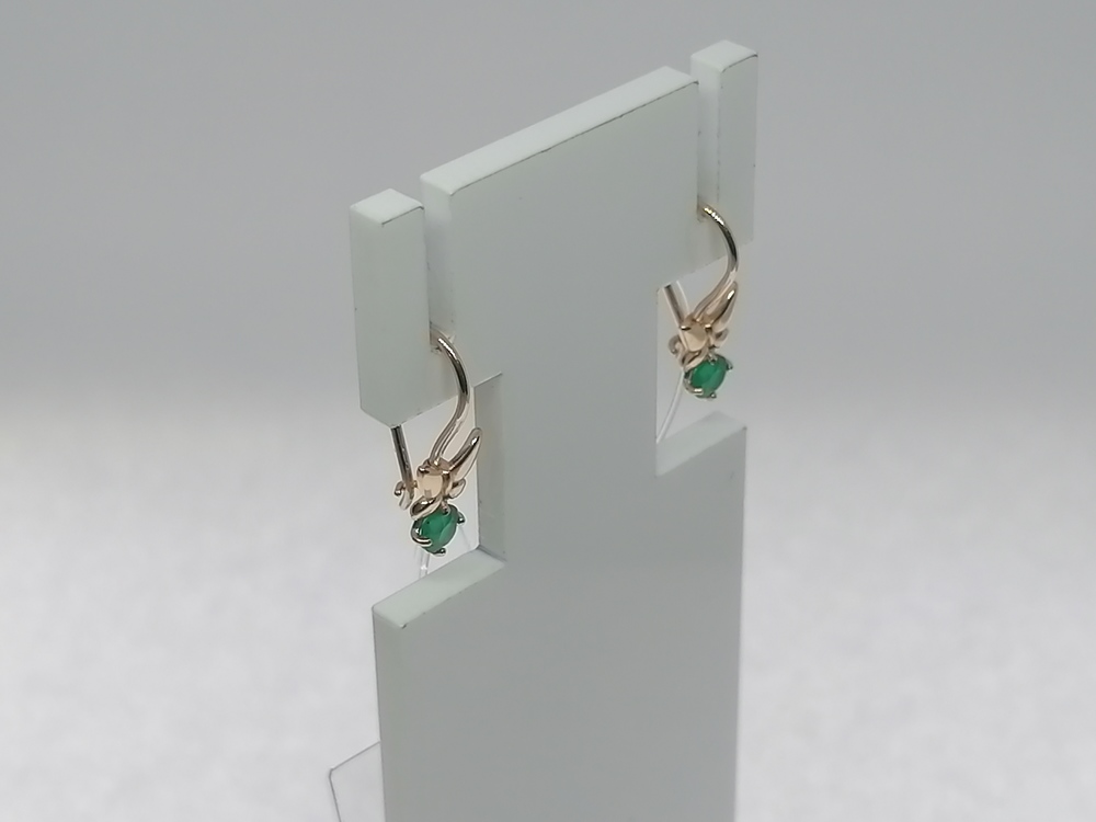 724834 СЕРЬГИ ПЕТЕЛЬКА с камнем (Au 585)